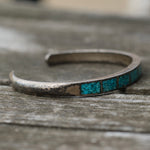 Vintage Sterling Crushed Turquoise Inlay Cuff