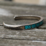 Vintage Sterling Crushed Turquoise Inlay Cuff