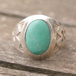 Vintage Sterling Turquoise Stamped Arrows Ring 9