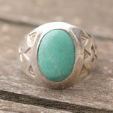 Vintage Sterling Turquoise Stamped Arrows Ring 9