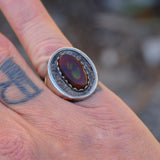 Vintage Sterling Fire Opal Ring 6.5