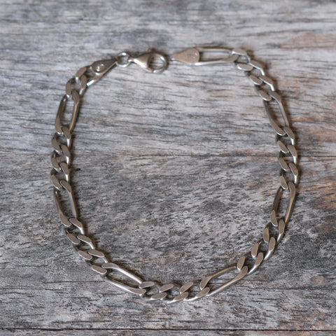 Vintage Sterling Silver Figaro Chain Bracelet