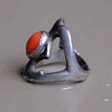 Vintage Sterling Coral Sandcast Ring 6.25