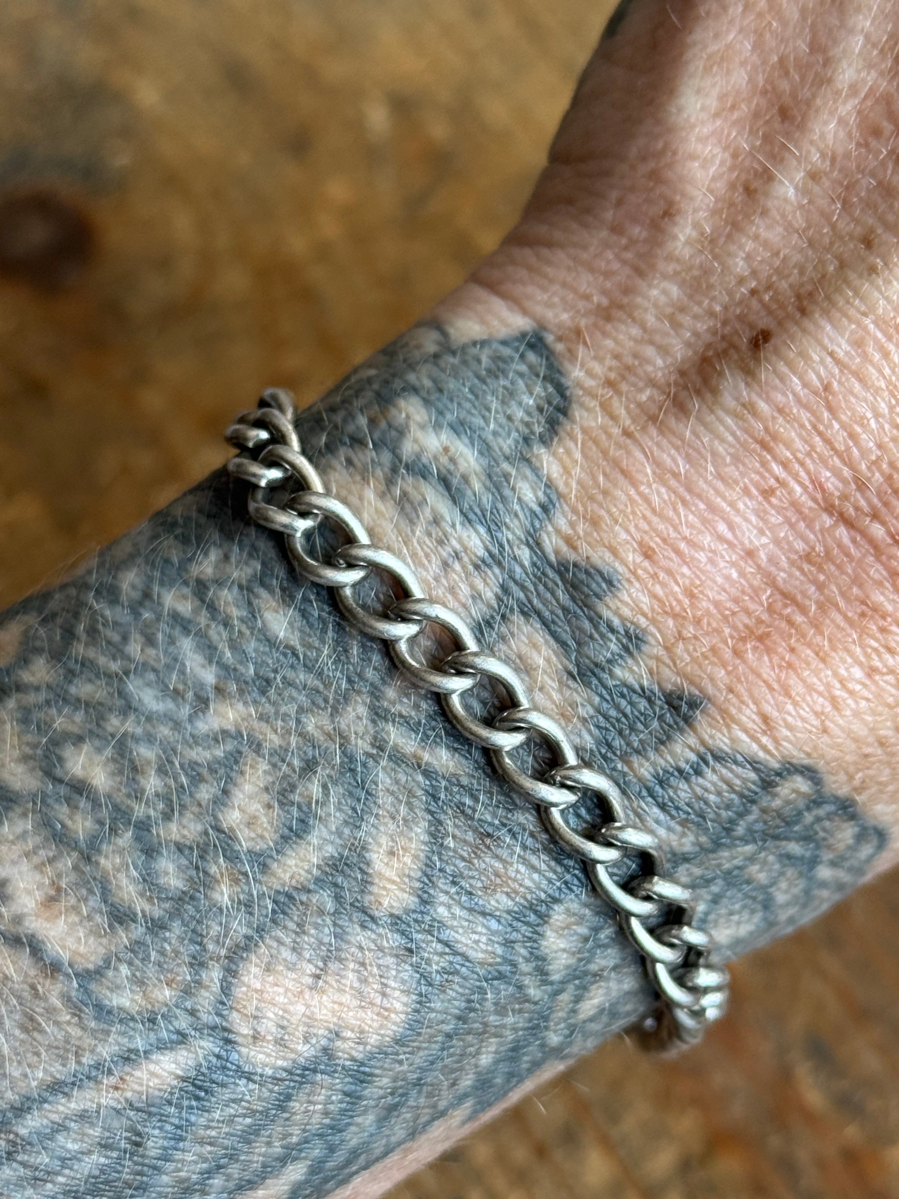 Vintage Sterling Silver 7.25” Curb Chain Bracelet