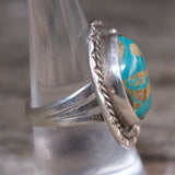 Vintage Sterling Turquoise Roper Ring 8.5