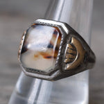 Vintage Sterling Agate Signet Ring 9.25