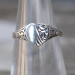 Vintage Sterling Heart Signet Ring 5.25