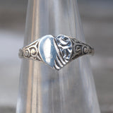 Vintage Sterling Heart Signet Ring 5.25