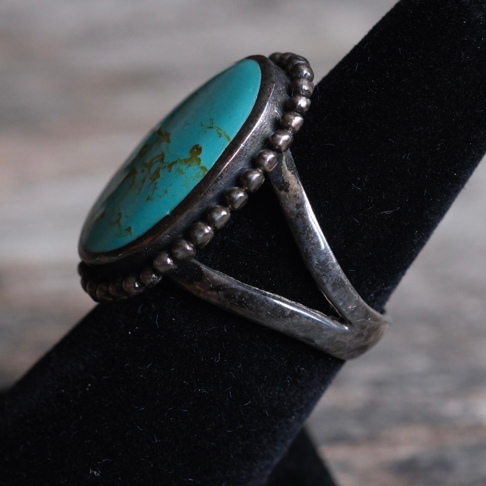 Vintage Sterling Turquoise Composite Ring 6.5