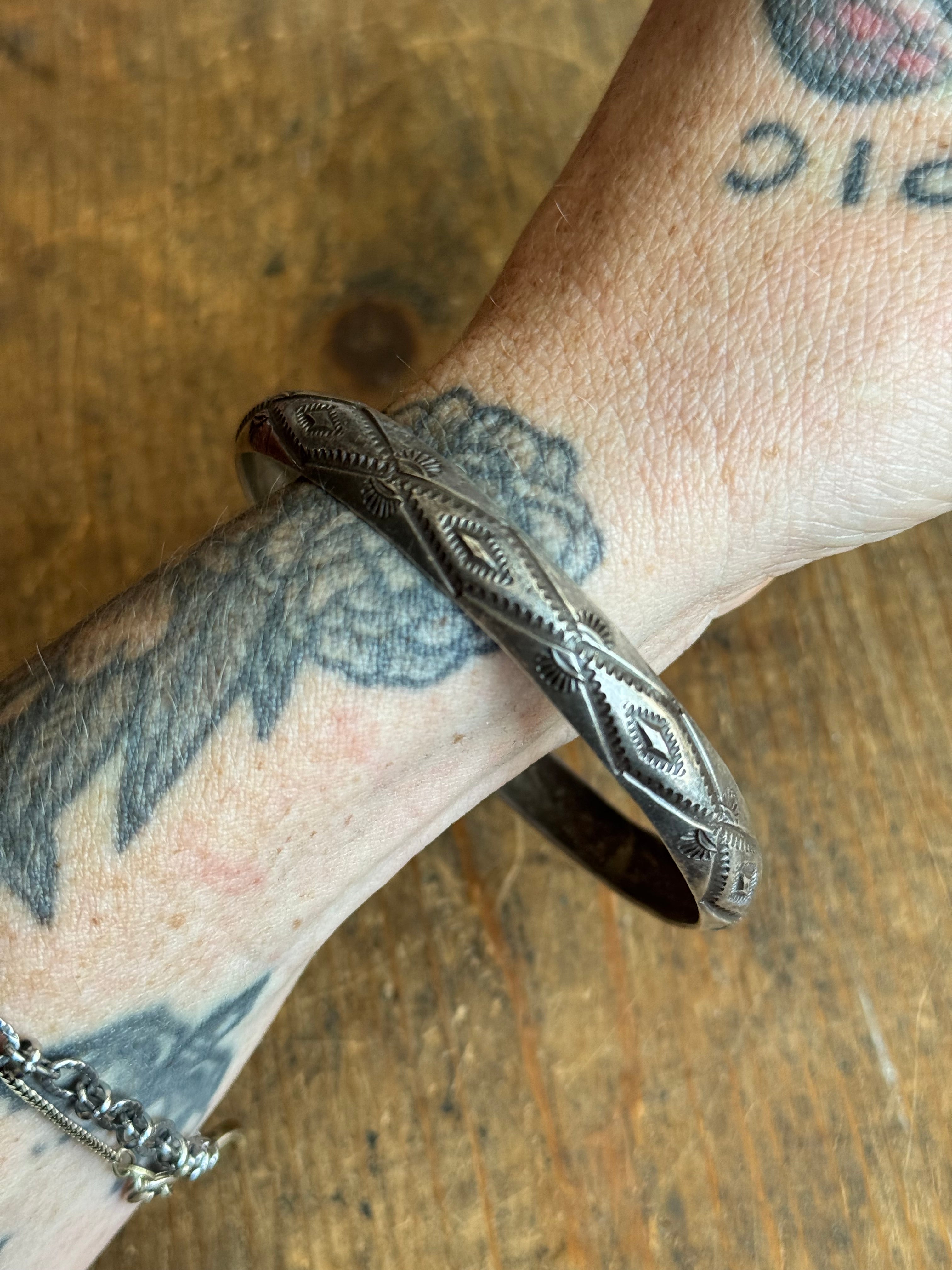 Vintage Sterling Silver Stamped Bangle