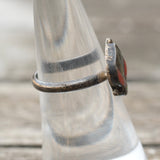 Vintage Sterling Coral and Abalone Inlay Ring 6.5