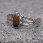 Vintage Sterling Agate Stamped Cuff