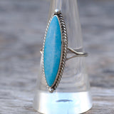Vintage Sterling Turquoise Roper Ring 8