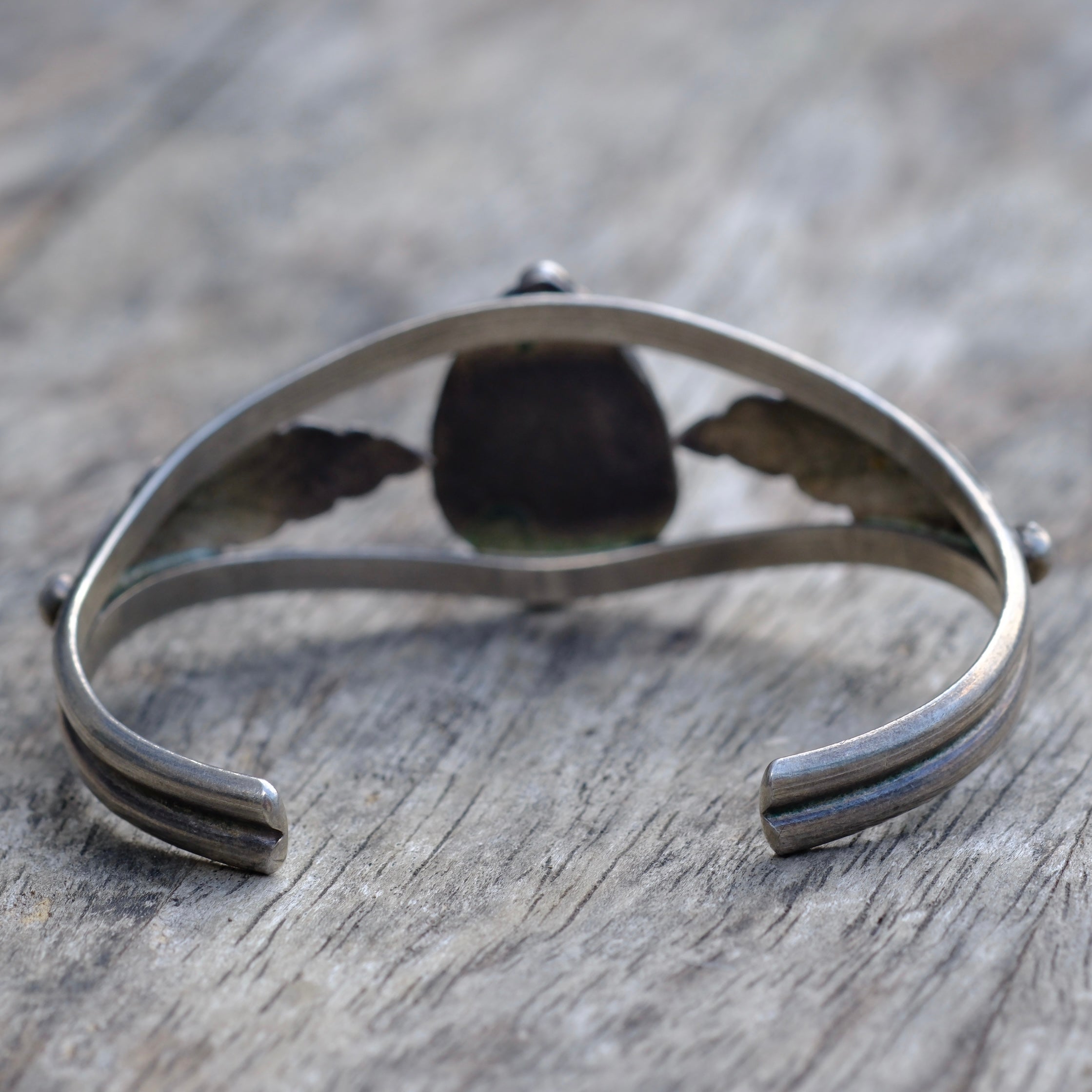 Vintage Sterling Turquoise Feather Cuff Bracelet