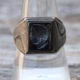 Vintage Sterling Hematite Centurion Ring 9.75