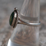 Vintage Sterling Malachite Feather Ring 7.5