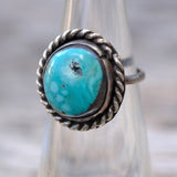 Vintage Sterling Turquoise Roper Ring 4