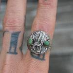 Vintage Sterling Turquoise Eagle Ring 10.5