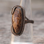 Vintage Sterling Jasper Feather Ring 7