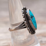 Vintage Sterling Turquoise Feather Ring 7.75