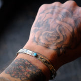 Vintage Sterling Turquoise Stamped Cuff 6.75"