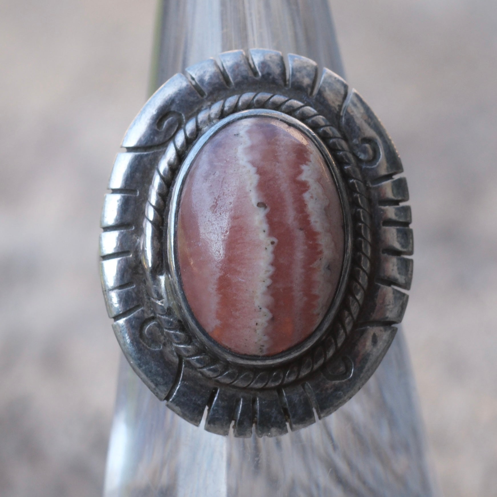 Vintage Sterling Agate Ring 5.75