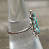Vintage Sterling Turquoise Cluster Ring 6.75