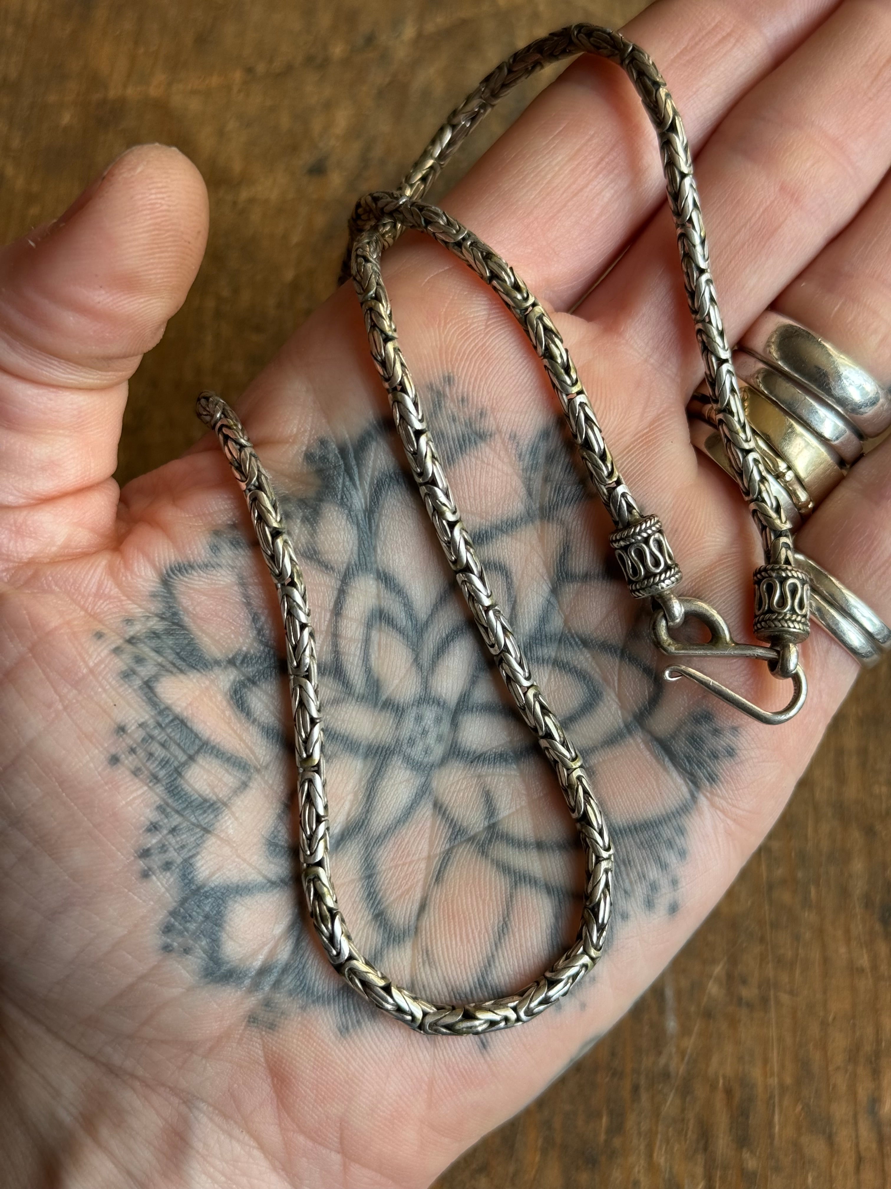 Vintage Sterling Silver 18” Byzantine Chain