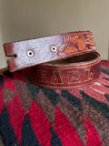 Vintage Hand Tooled Rust Brown Leather ‘EARL’ Belt