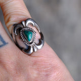 Vintage Sterling Turquoise Sandcast Ring 6.5