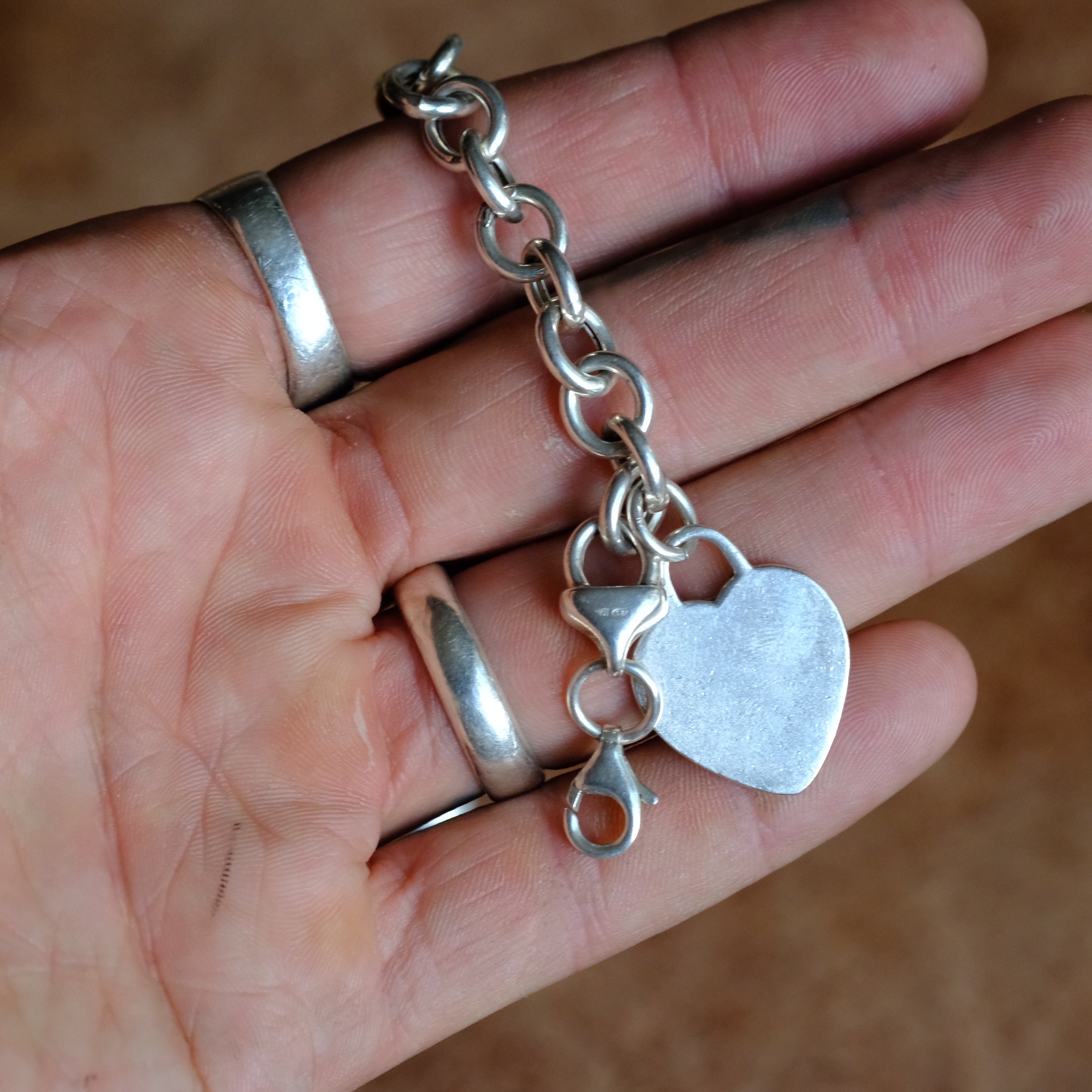 Vintage Sterling Silver Heart ID Bracelet