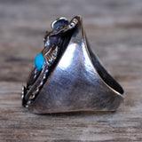 Vintage Sterling Turquoise Eagle Ring 11