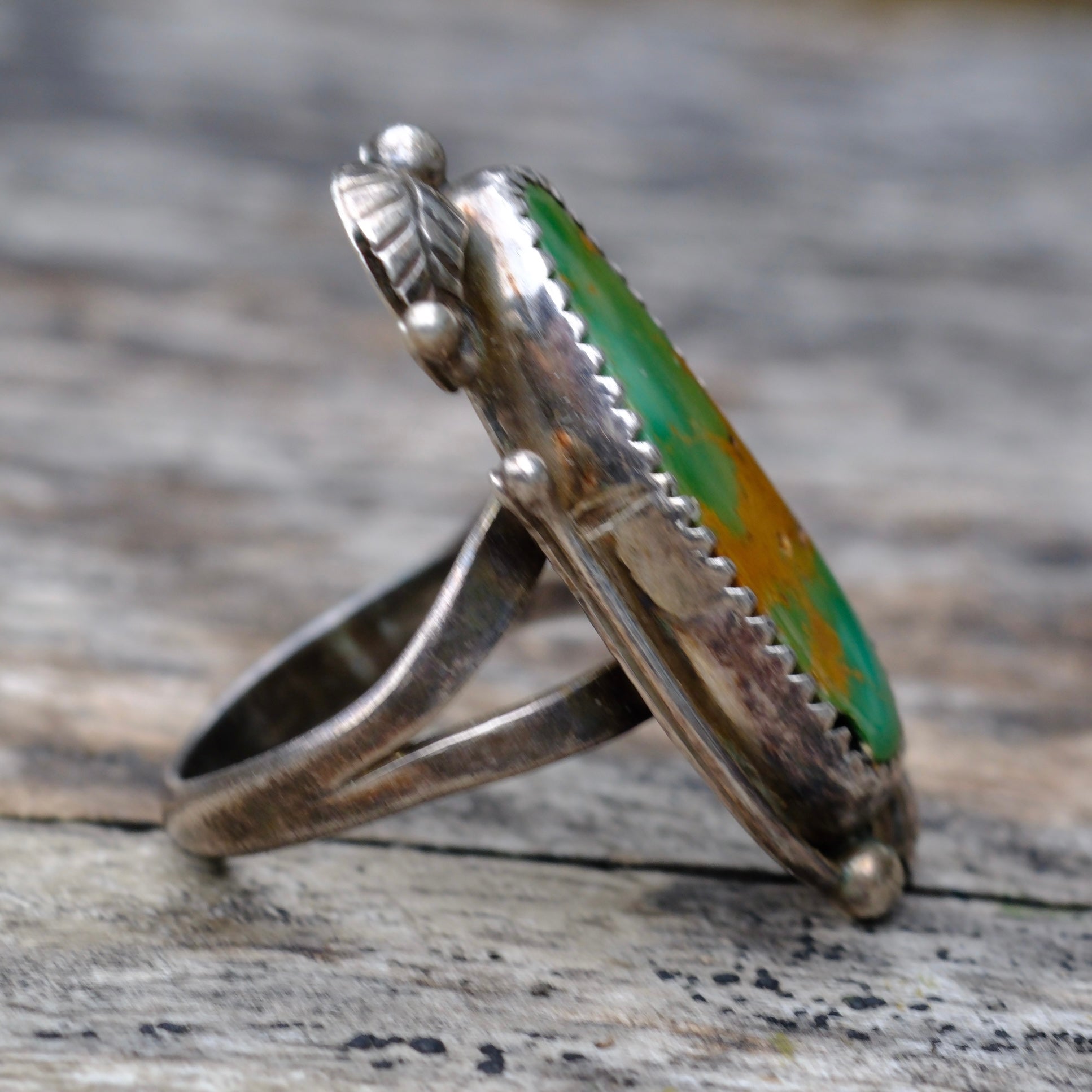 Vintage Sterling Turquoise Ring 6.75