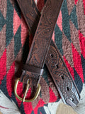 Vintage Dark Brown Leather Eagle Belt- Wrangler Brand