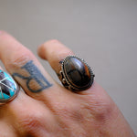 Vintage Sterling Petrified Wood Ring 5.25