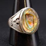 Vintage Sterling Abalone Thunderbird Ring 10.75