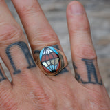 Vintage Sterling Zuni Inlay Ring 9