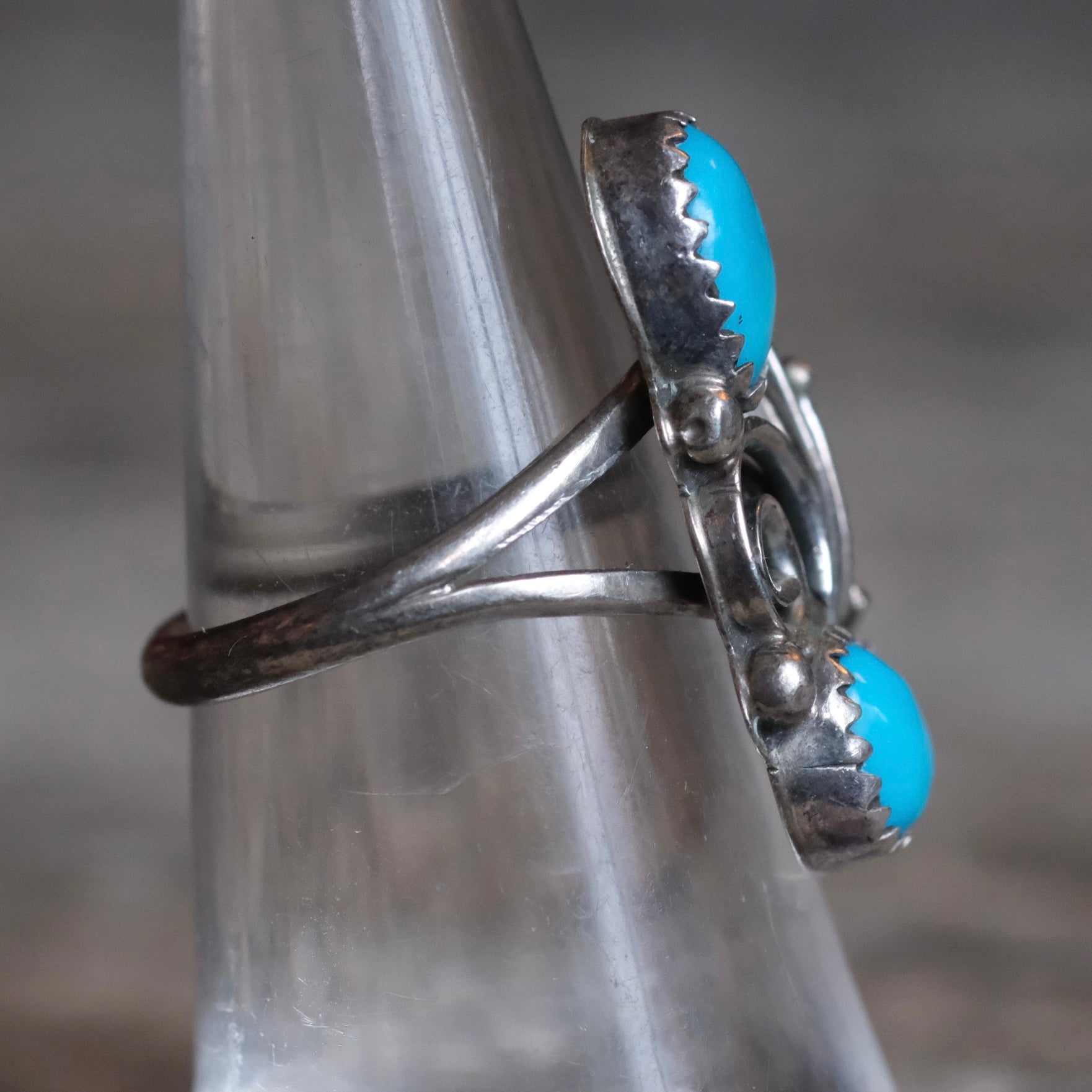 Vintage Sterling 2-Stone Turquoise Ring 5.5