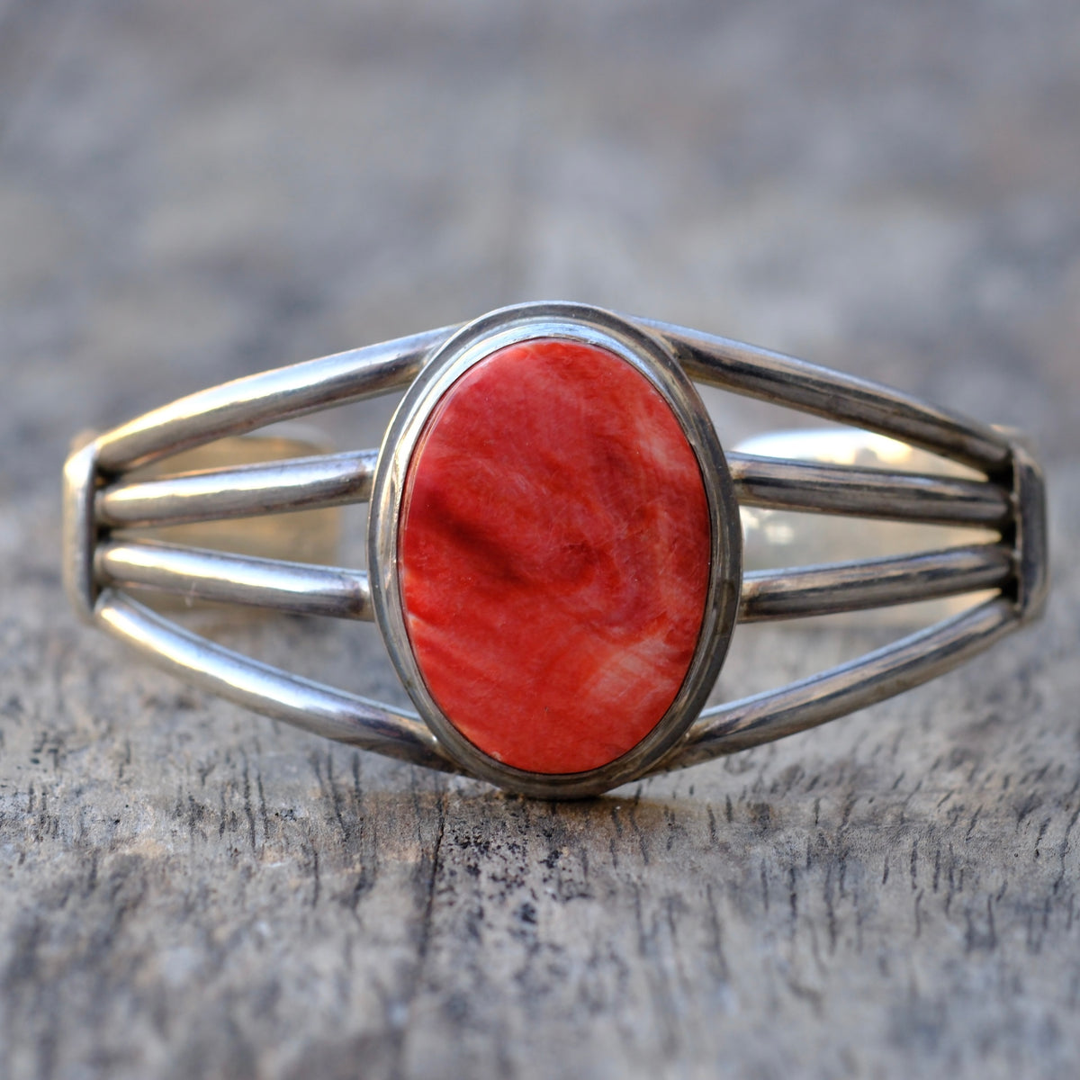 Vintage Sterling Spiny Oyster Cuff Bracelet