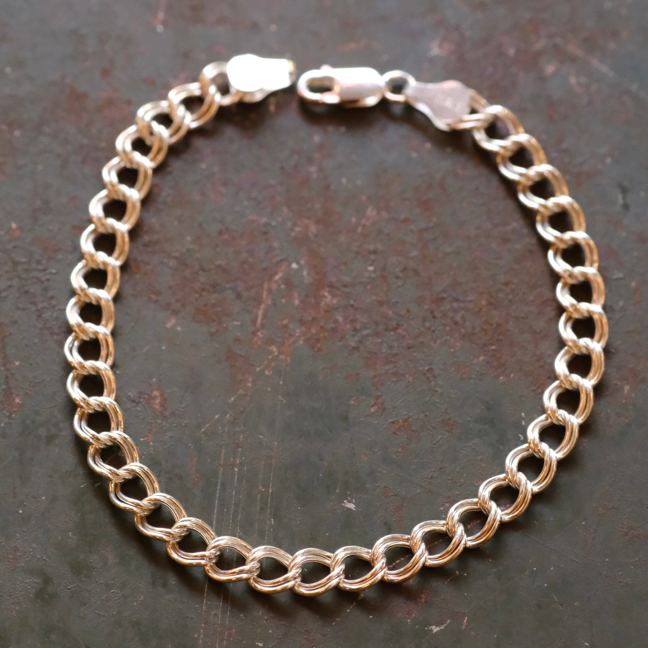 Vintage Sterling Double Curb Chain Bracelet