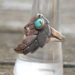 Vintage Sterling Turquoise Feather Ring 9.5