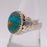 Vintage Sterling Turquoise Stamped Band Ring 9