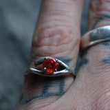 Vintage Sterling Red Glass Ring 7