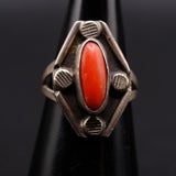Vintage Sterling Coral Ring 6.75
