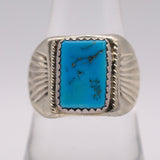Vintage Sterling Turquoise Stamped Band Ring 9
