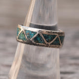 Vintage Sterling Crushed Turquoise Inlay Band 7