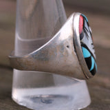Vintage Sterling Zuni Inlay Ring 11.5