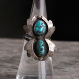 Vintage Sterling 2-Stone Turquoise Ring 5.5