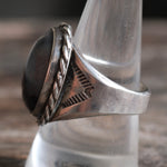Vintage Sterling Agate Stamped Band Ring 9.75