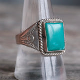 Vintage Sterling Turquoise Stamped Band Ring 9.75